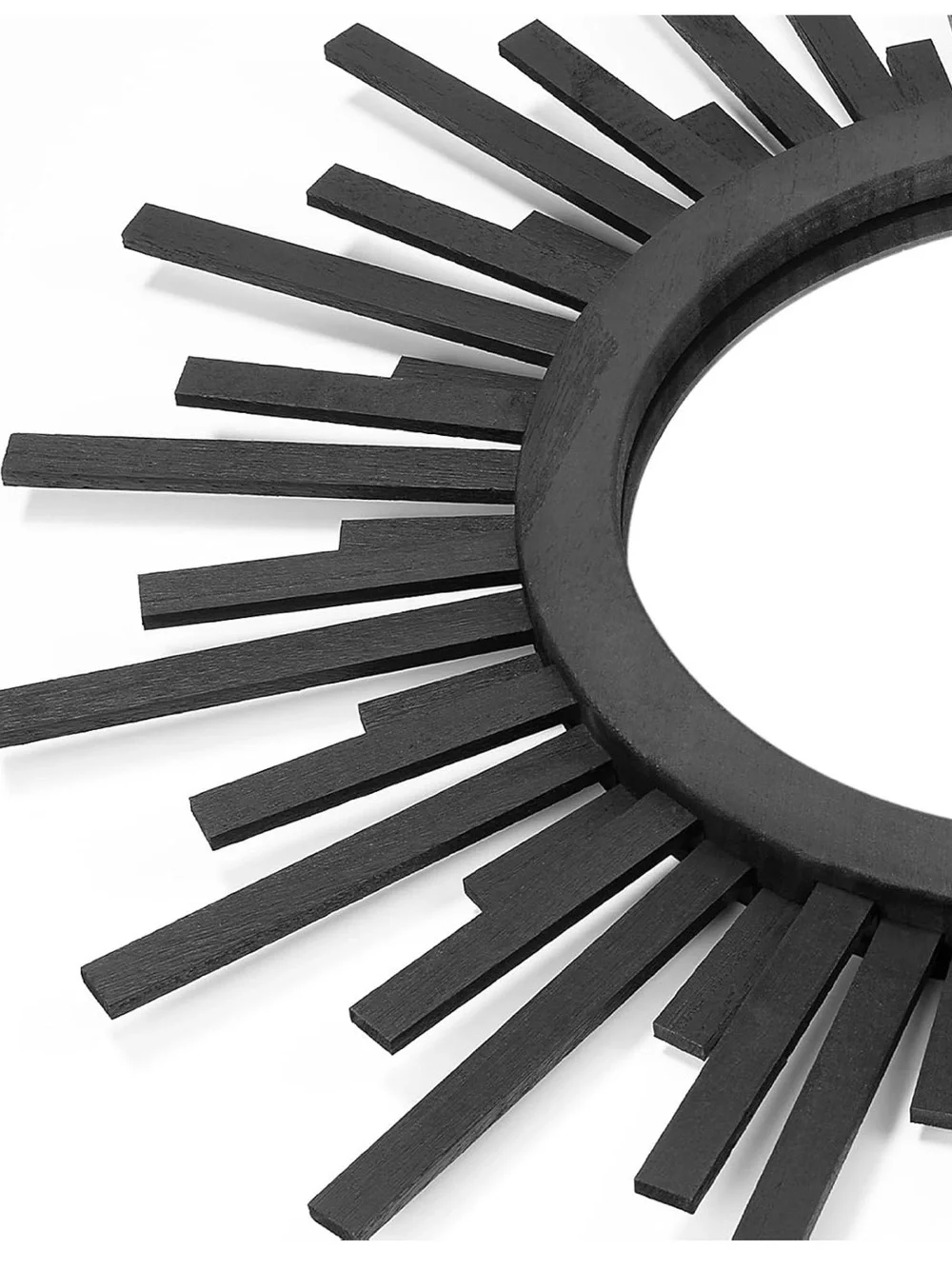 24 Inch Boho Sunburst Mirror, Round Wooden Wall Decor Starburst Sun Mirror